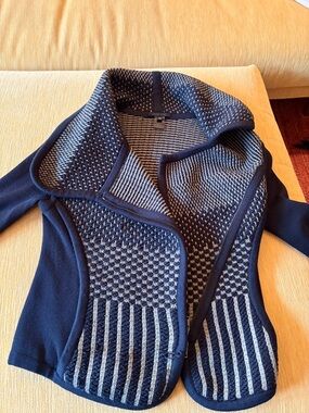 Black and khaki motorcycle cardigan with two way zip by ohne title